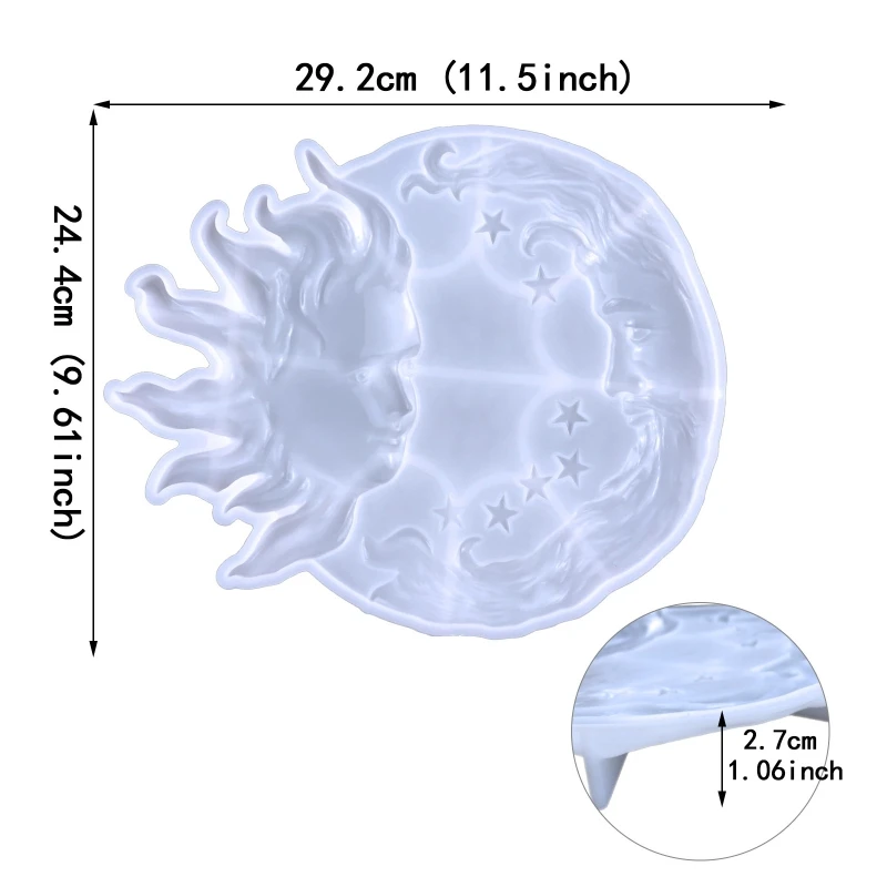 Moules plateau en Silicone pour visage soleil lune, décor amusant, moule en résine, fournitures artisanales bricolage,