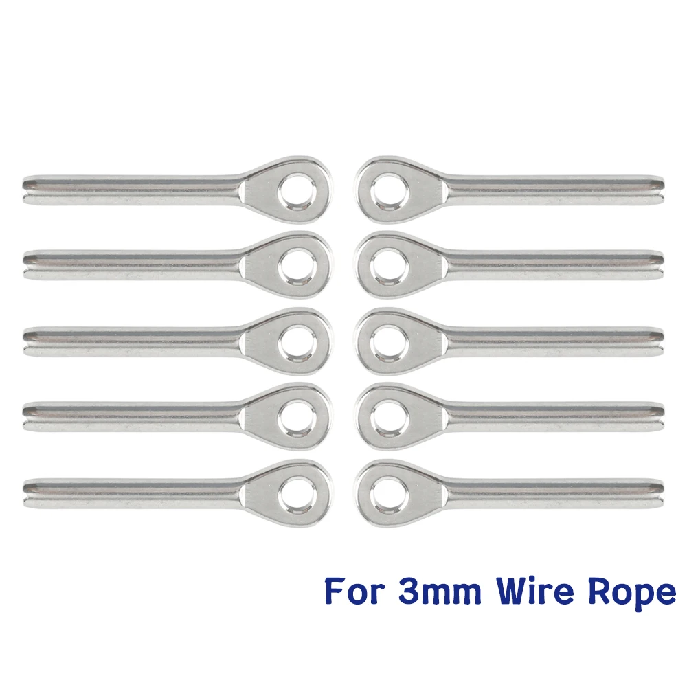 10pcs 3mm swage Eye Terminal T316 Stainless Steel Wire Rope Fitting For 1/8'' Cable Railing Assemblie Tensioner Marine Hardware