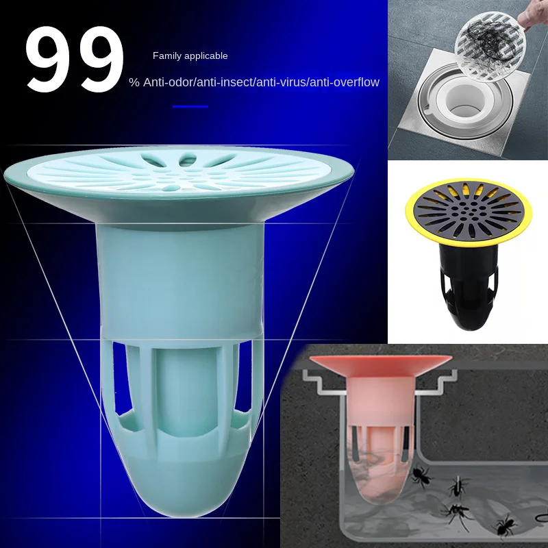 Shower Floor Drain Strainer Cover, Silicone Plug Trap, Anti-odor Sink, Bathroom Water Filter, Insect Prevention Deodorant