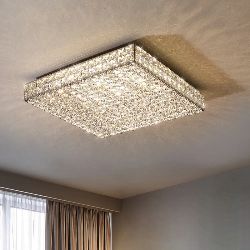 

Luxury Crystal Ceiling Lamp Modern Bedroom Living Room Lamp Interior Decoration Square Chandelier Led Luster Lighting Fixtures