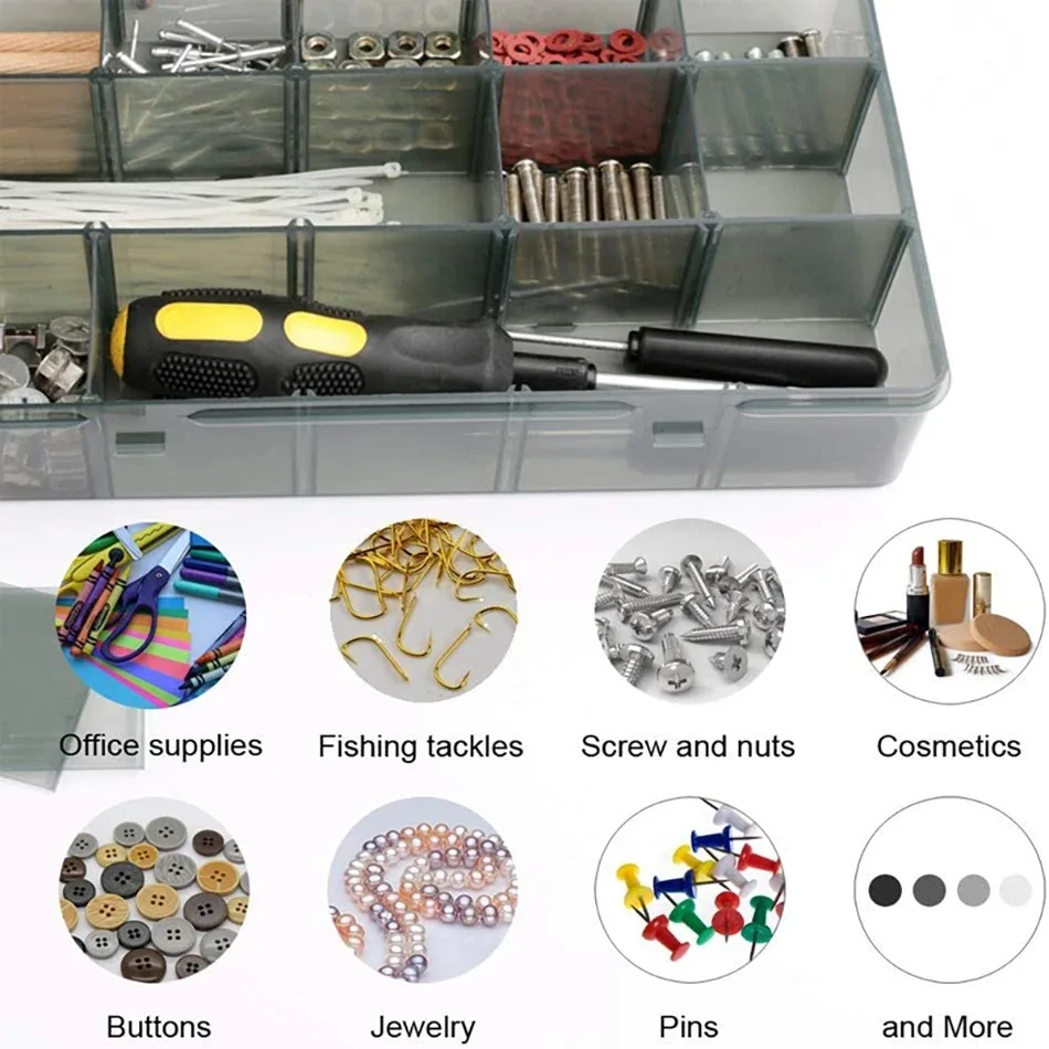 Adjustable Compartment Plastic Storage Box Jewelry Earring Bead Screw Practical Holder Case Display Organizer Container Tool Box