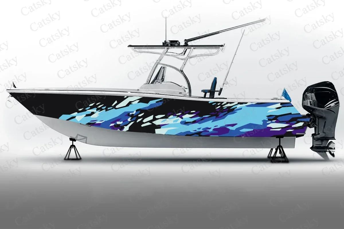 

Camouflage Graphic Abstract Boat Sticker Packaging Fish Boat Waterproof Custom Marine Ship Decal Sticker Vessel wrap vinyl