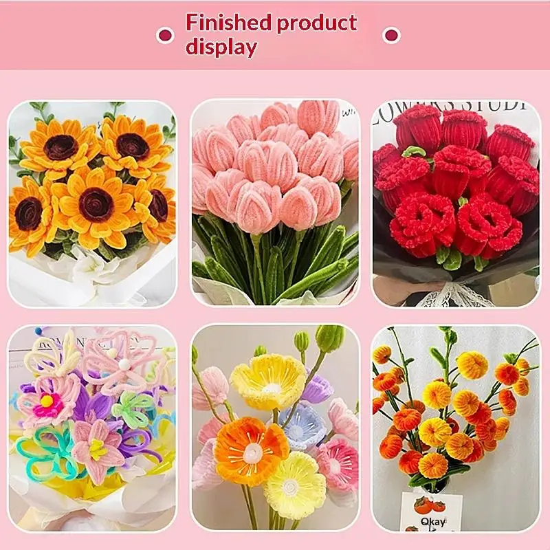 200/300Pcs Chenille Stems 30cm Pipe Cleaners Craft Supplies DIY Kids Plush Educational Toy Art Handmade Flower Making Supplies view 2