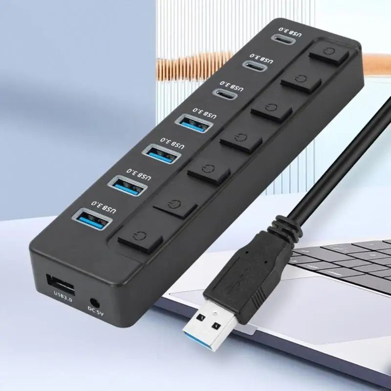 

USB Type C Multi Port Adapter 7 Slots With Switches 5Gbps Fast File Sharing for Computers 896C