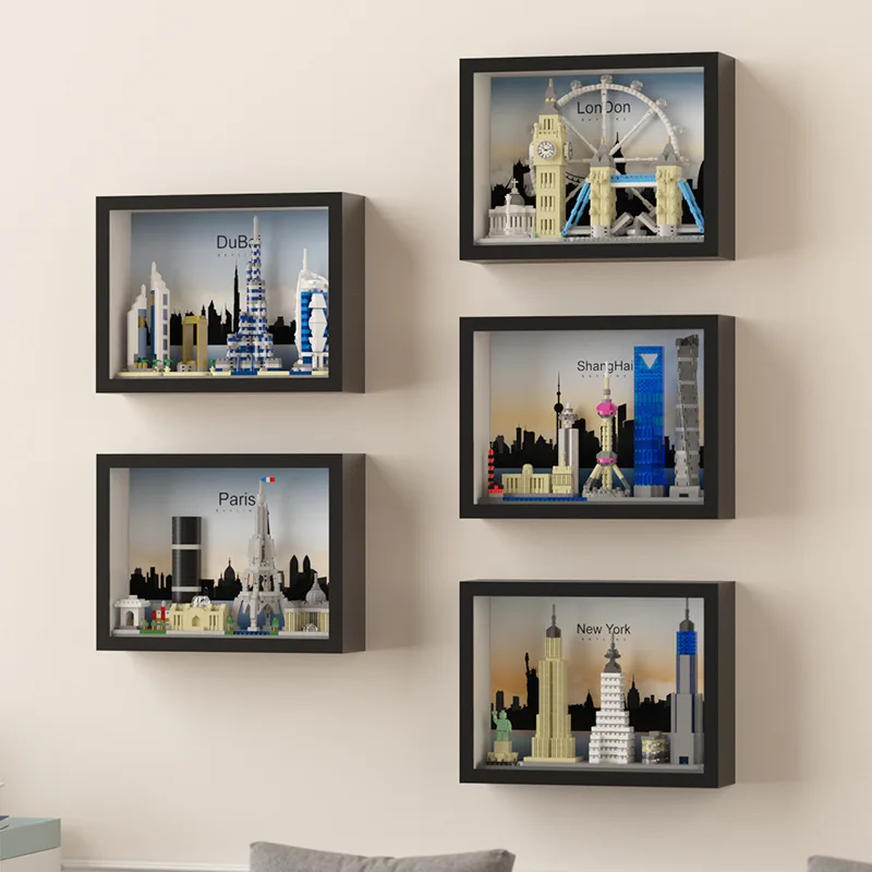 

3D Urban Landscape Skyline Series Building Block Small Particle Landmark Building Assembly Model Ornament Creative Photo Frame
