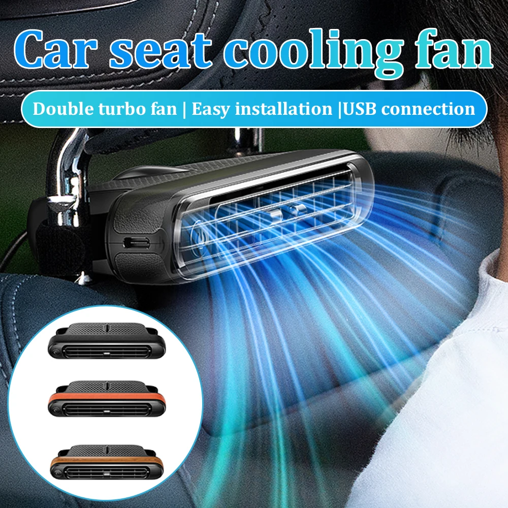 Backseat Cooling Fan Electric Auto Backseat Car Fan Three Adjustable Wind Speeds Car USB Double-head Electric Fan Large Truck