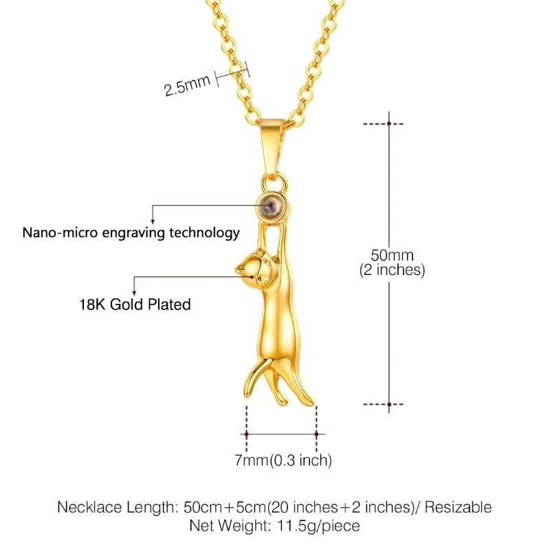 Fashion Stainless Steel Cat Necklace for Women Girls, Platinum Silver Gold Plated Kitty Cat Pendant for Cat Lovers Jewlery Gifts