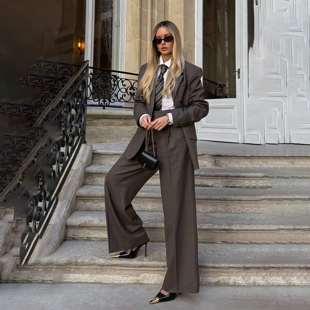 

Женский элегантный блейзер, осенний модный женский костюм, комплект из 2 предметов, куртка, брюки, рабочие офисные женские костюмы, Conjuntos De Mujer