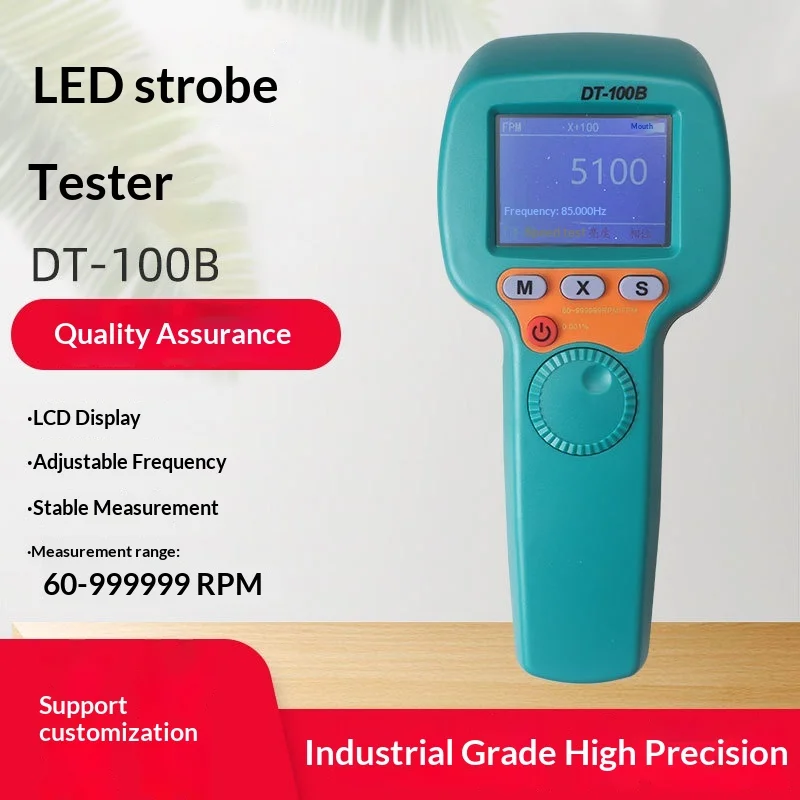 DT-100B LED Stroboscope Tachometer, Non-contact Digital RPM Meter for Motor and Fan Speed Measurement