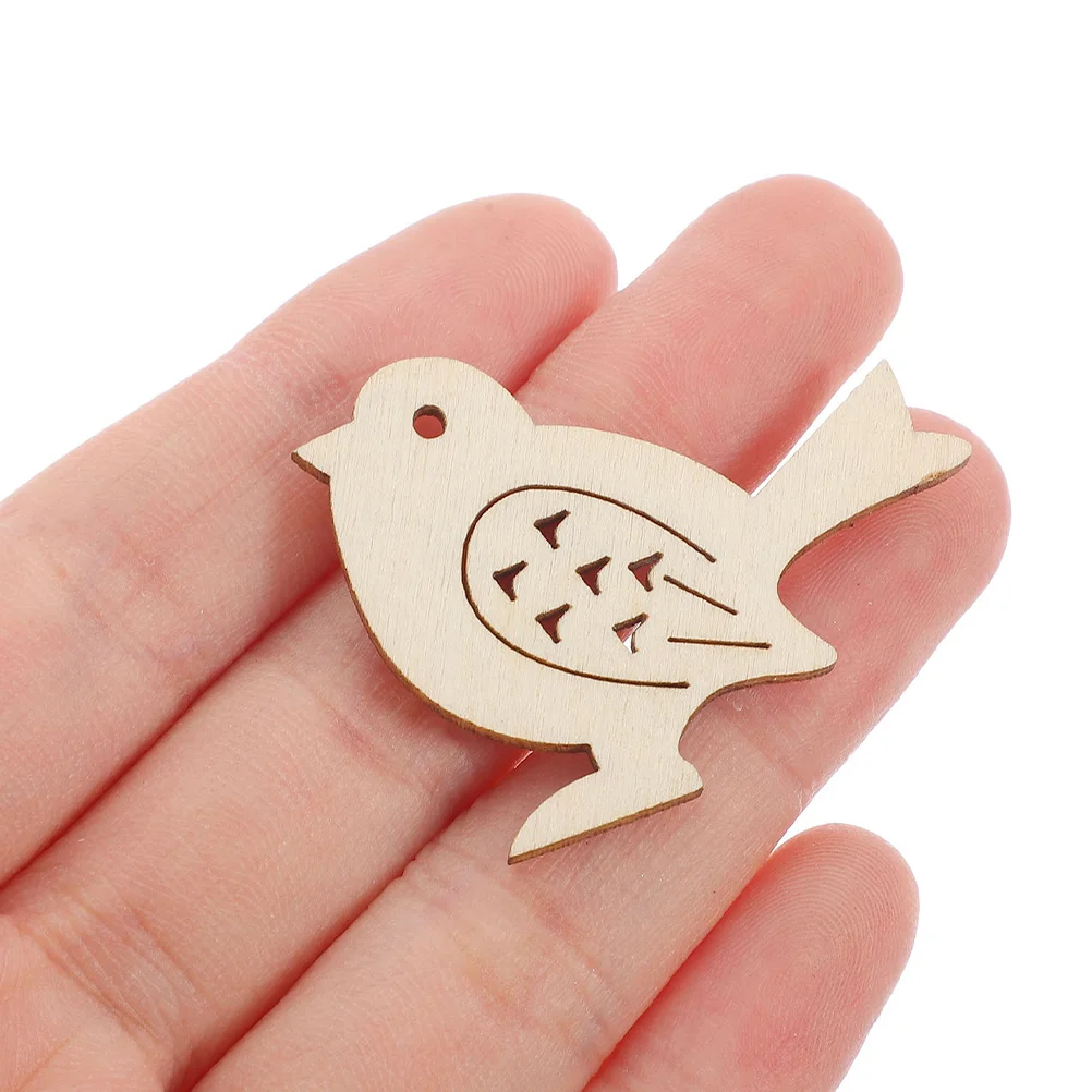 

100Pcs Wooden Bird Slices Unpainted Craft Cutouts for DIY Kids Decoration Handmade Wood Bird Shapes