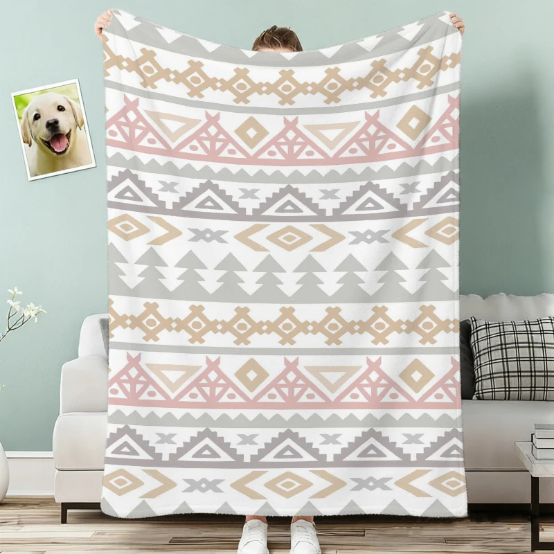 Ethnic Striped Geometric Throw Blanket Office Bedroom Reading Spot Warm Blanket Home Den Guest Quarters Lounge Presents