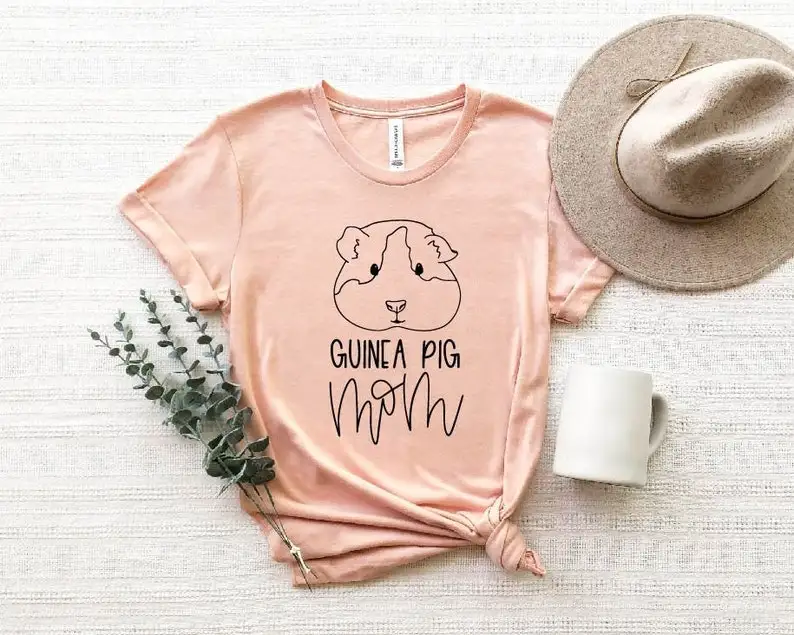 

Guinea Pig Mom Shirt Guinea Pig Cute Guinea Pet Lover Mothers Day O Neck Graphic Mama Short Sleeve Mother Casual Top Tees cotton