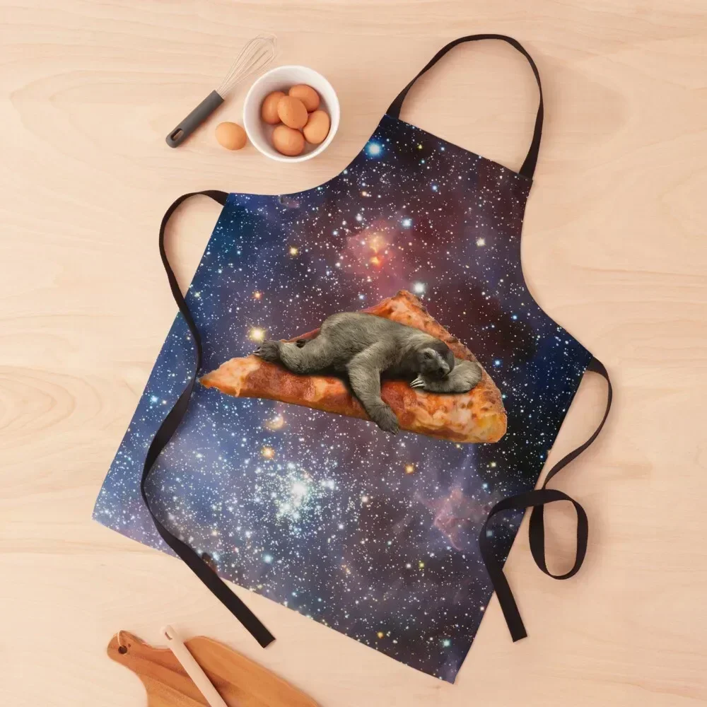 

Pizza Sloth In Space Apron christmas decoration painters Things For Home And Kitchen custom women's kitchen Apron