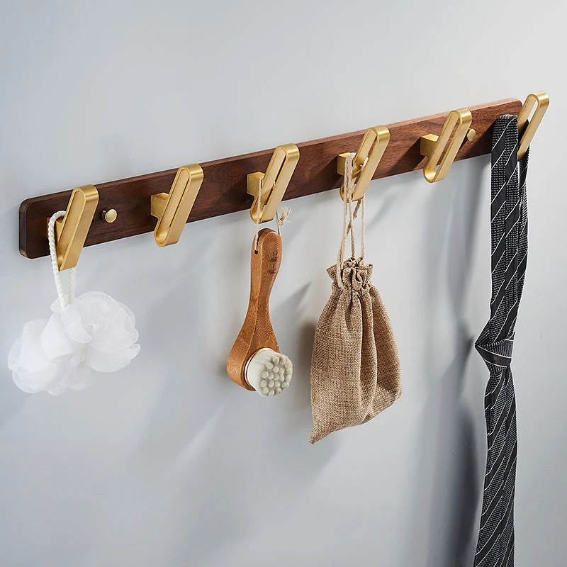 

Держатель для полотенец и одежды из массива полированного золотого дерева, крючок для ванной комнаты, фурнитура для ванной, крючок-вешалка