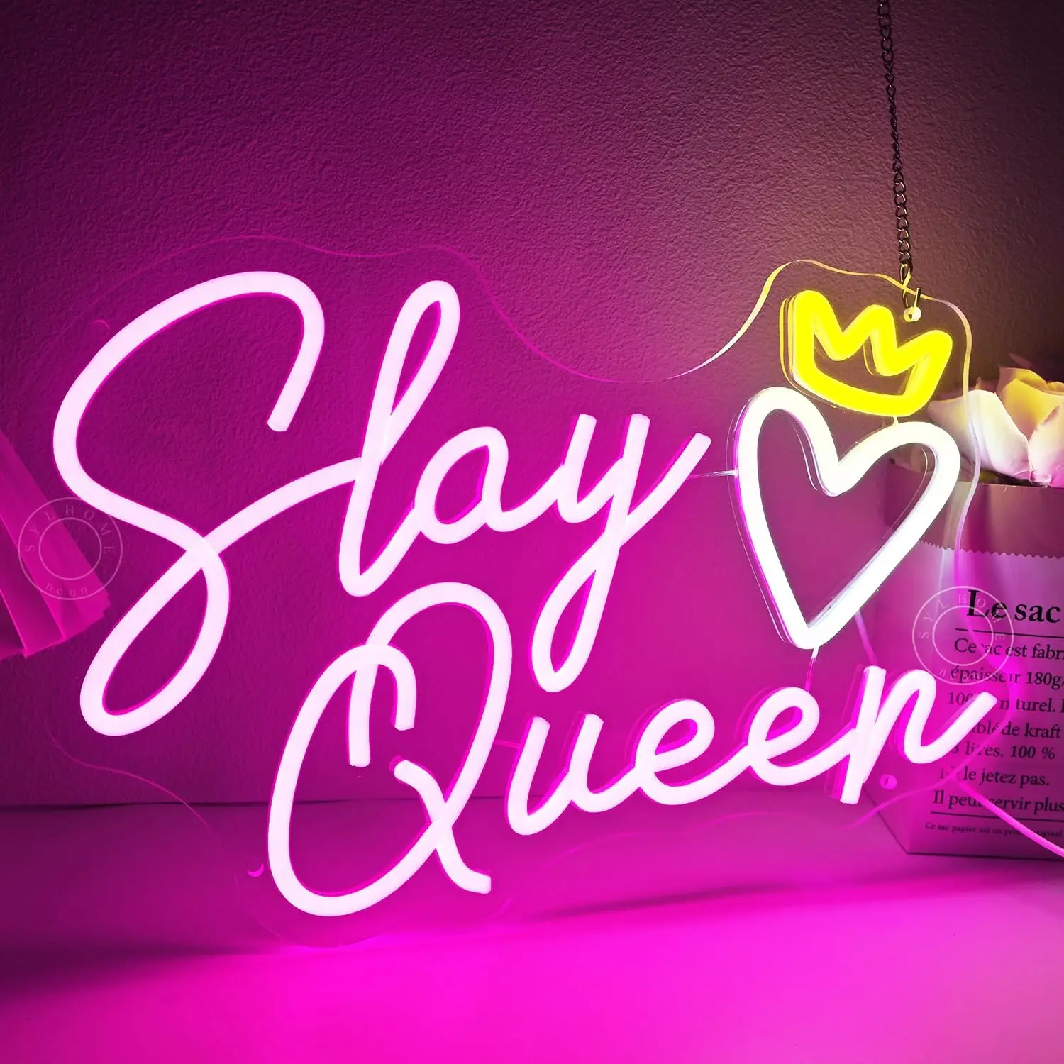 Cool Neon Wall Sign Dimmable Slay Queen Neon Lights for Bar Bedroom Girls Game Room Decor Aesthetics Draw Teen Birthday Gifts
