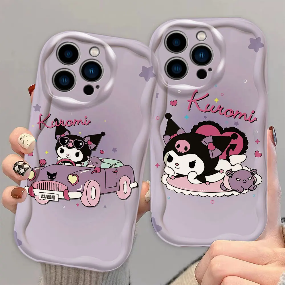 Cute Cartoon Kuromi Baku 3D Wave Phone Case For Samsung Galaxy A02 A03 A05S A06 A10 S20 S21 S22 S23 S24 M54 4G 5G Silicone Case