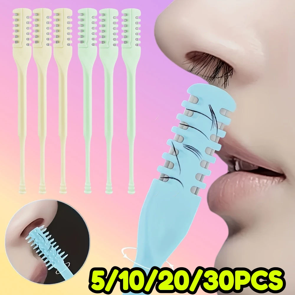 5/10/20/30Pcs Stainless Steel Nose Hair Trimmer, Dual Head,Portable Grooming Tool with Clear Storage Box for Home Travel