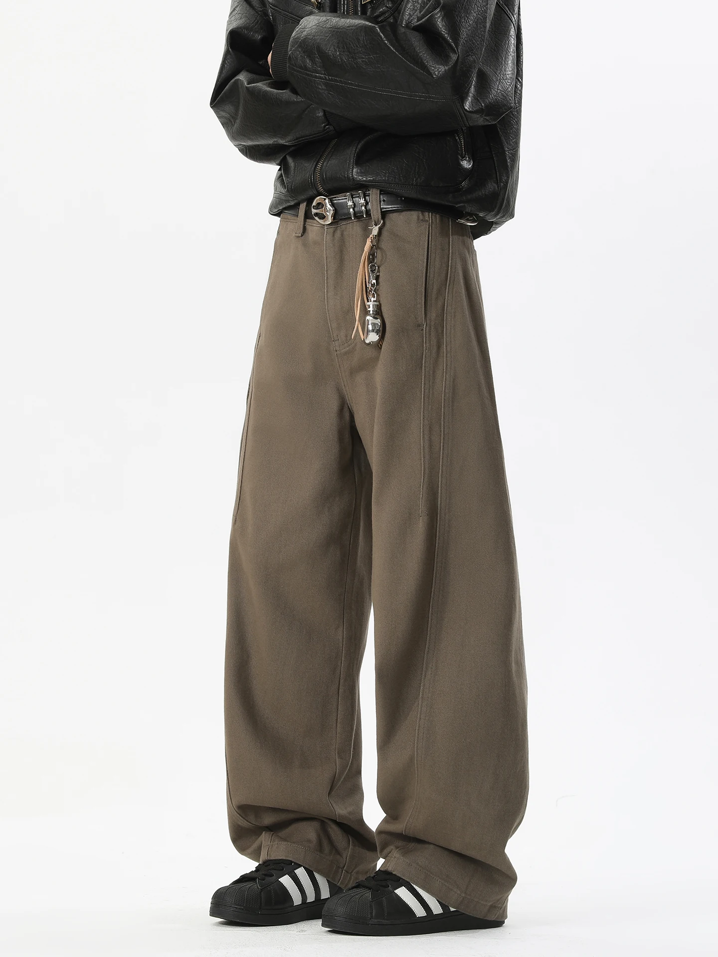 

Pure Cotton Waed American Sle Knife Men's Casual Pants Loose Wide Leg Straight Workwear Trousers Trendy Brand