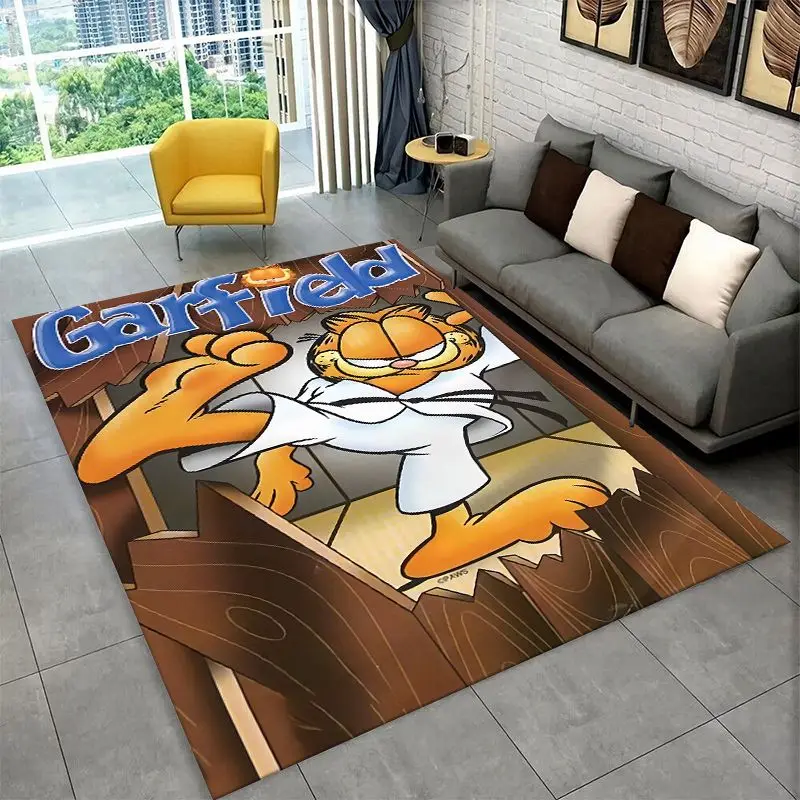 Cartoon Funny G-Garfield Cat Carpet Rug for Playroom Bedroom Living Room Sofa Home Decor,Game Area Rug Non-slip Floor Mat Fest