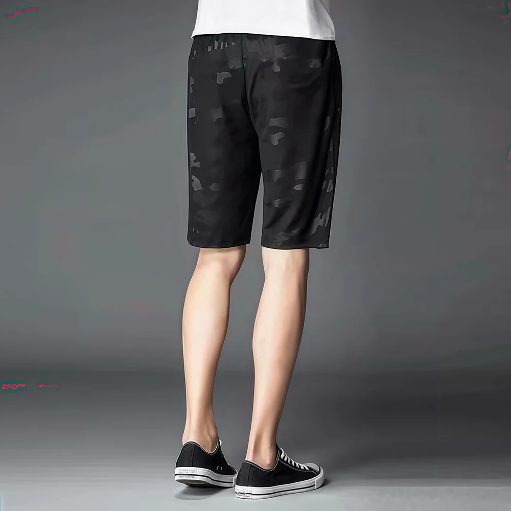 Casual Men's Five-point Pants Camouflage Printed Elastic Waist Shorts Pocket Drawstring Man Loose Shorts