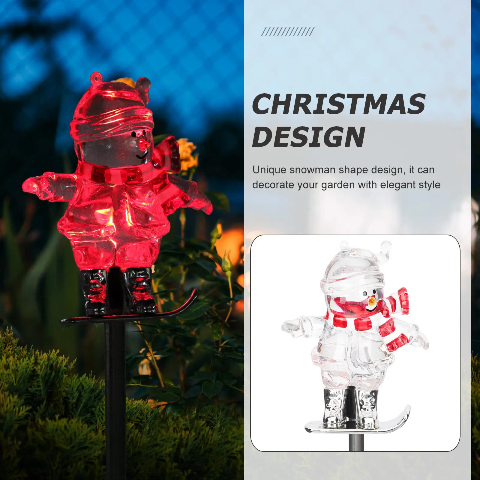 

Солнечный светильник-снеговик: Элегантный уличный водонепроницаемый садовый светильник на солнечной батарее для газона, рождественское украшение в виде снеговика