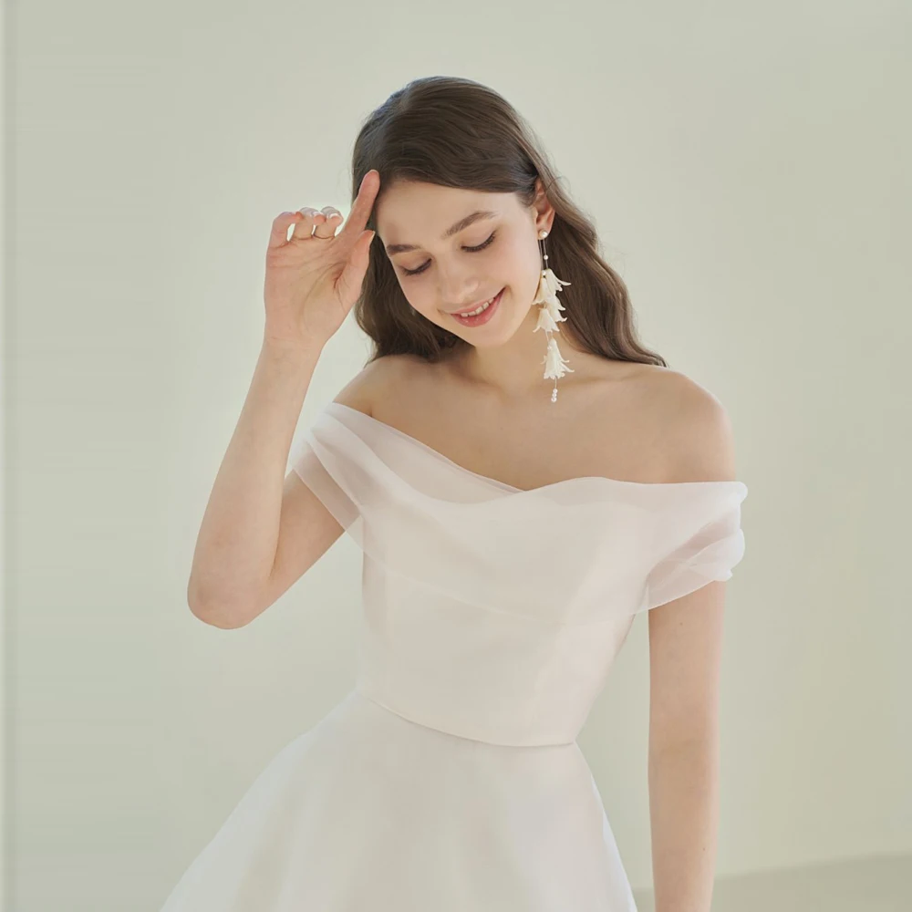 A-line Wedding Dress Short-Sleeve Plus Size off the shouder For Women Princess Robe de Mariee wedding gown lace up