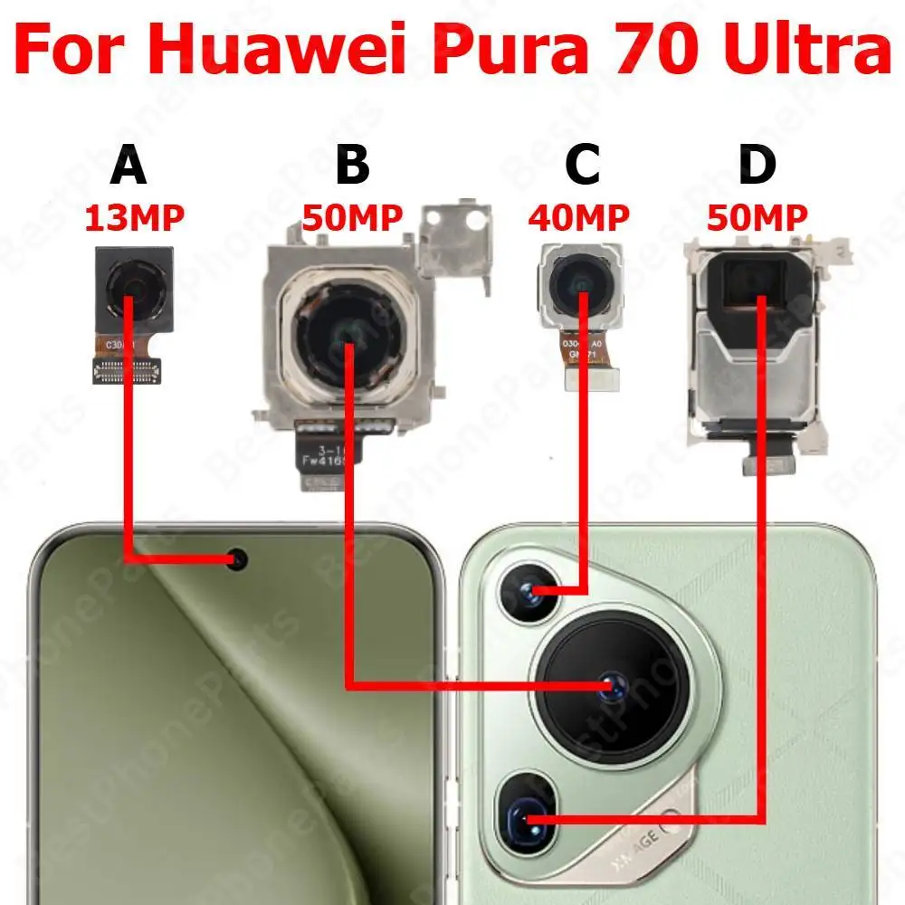Camera For Huawei Pura 70 P70 Ultra Rear Backside Front Facing Frontal Selfie Back Camera Module Mobile Phone Replacement Parts