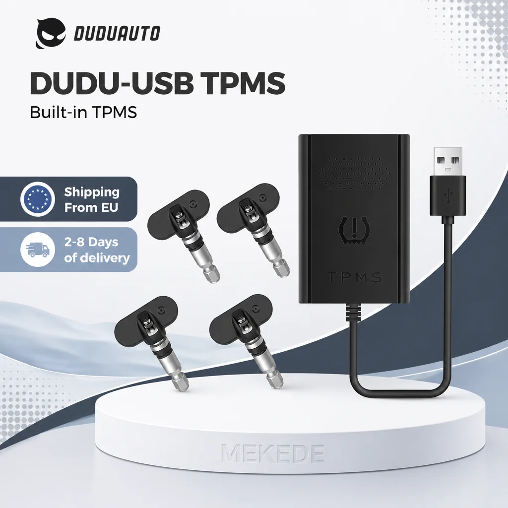 Accesorios DUDUAUTO para Radio de Coche Android, Sistema de Monitoreo de Presión de Neumáticos USB TPMS, Sistema de Alarma con Pantalla Interna y Externa para Uso con Radio de Navegación de Coche