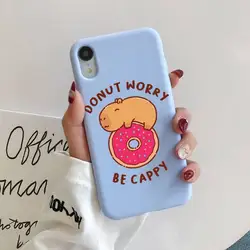 Cute Cartoon Capybara Phone Case for iPhone 11 12 13 Mini Pro Xs Max 8 7 6 6S Plus X XR Solid Candy Color Funda Case