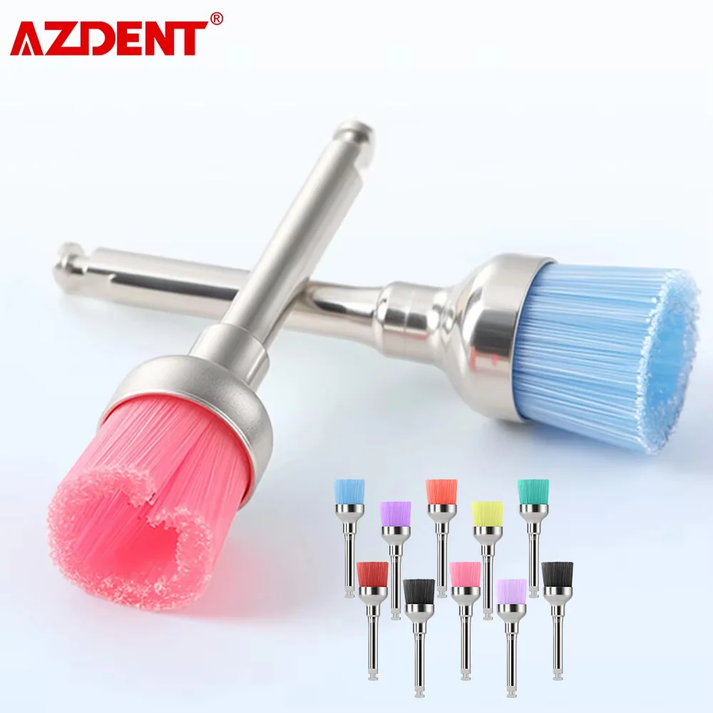 

AZDENT 10pcs Dental Colorful Nylon Prophy Polishing Brush RA2.35mm For Contra Angle Handpiece for Teeth Polishing Stain Removal