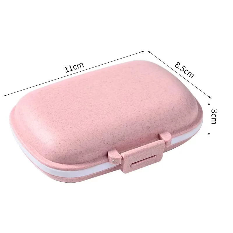 Contenedor organizador de 8 rejillas para tabletas, pastillero de viaje con anillo de sellado, caja pequeña para tabletas, contenedor de paja de