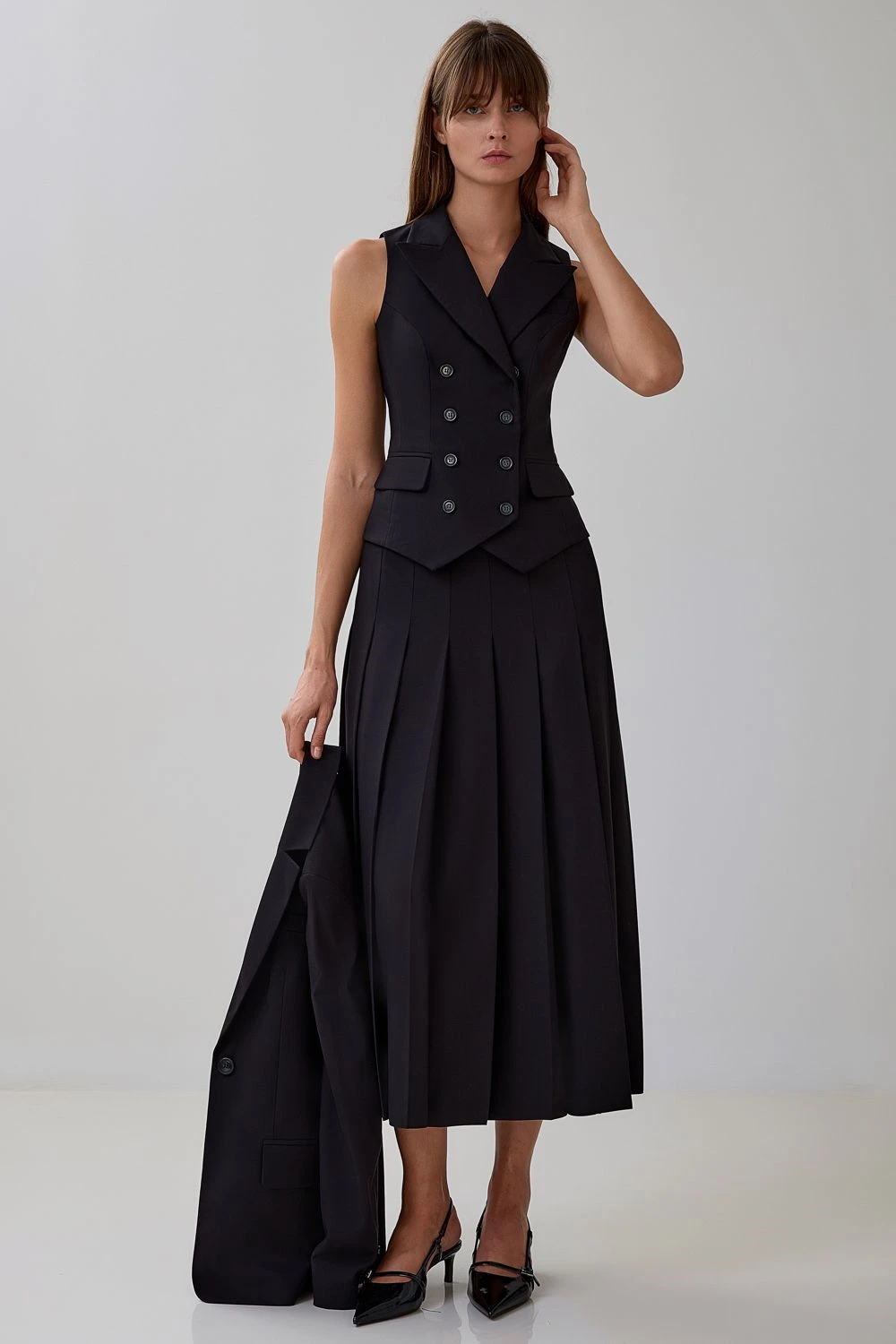 Formal Pockets Buttons Off the Shoulder Jersey Evening Dresses Fashion A-Line Tea Length V-Neck Long Sleeves Celebrity Gowns