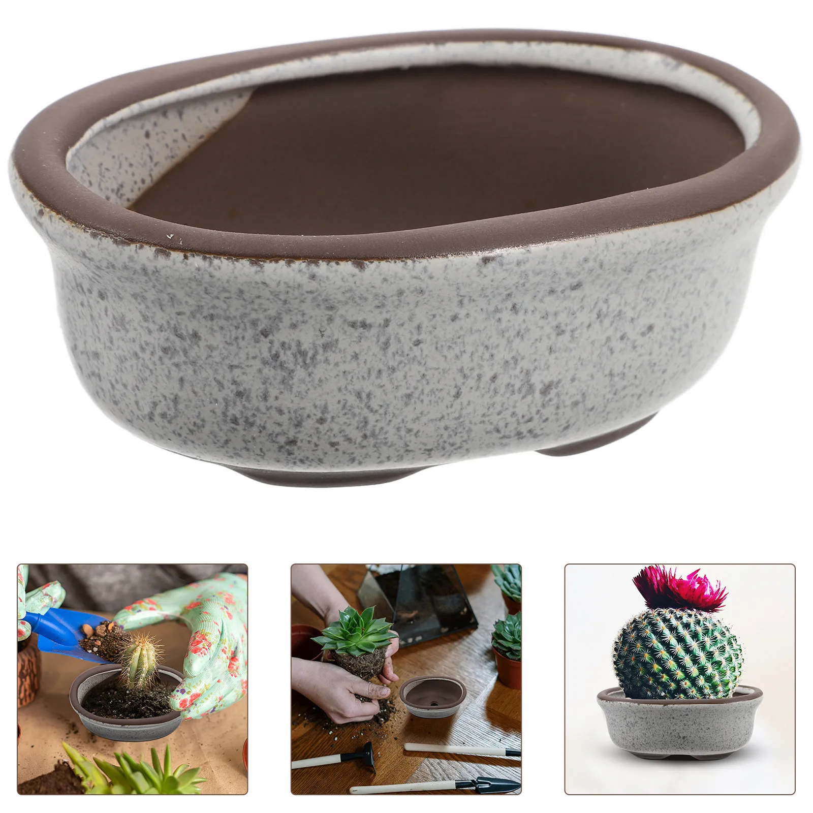 Mini Ceramic Purple Sand Succulent Flower Pot Thumb Planter Compact Clay Bonsai Pot Indoor Outdoor Plant Container with Drainage