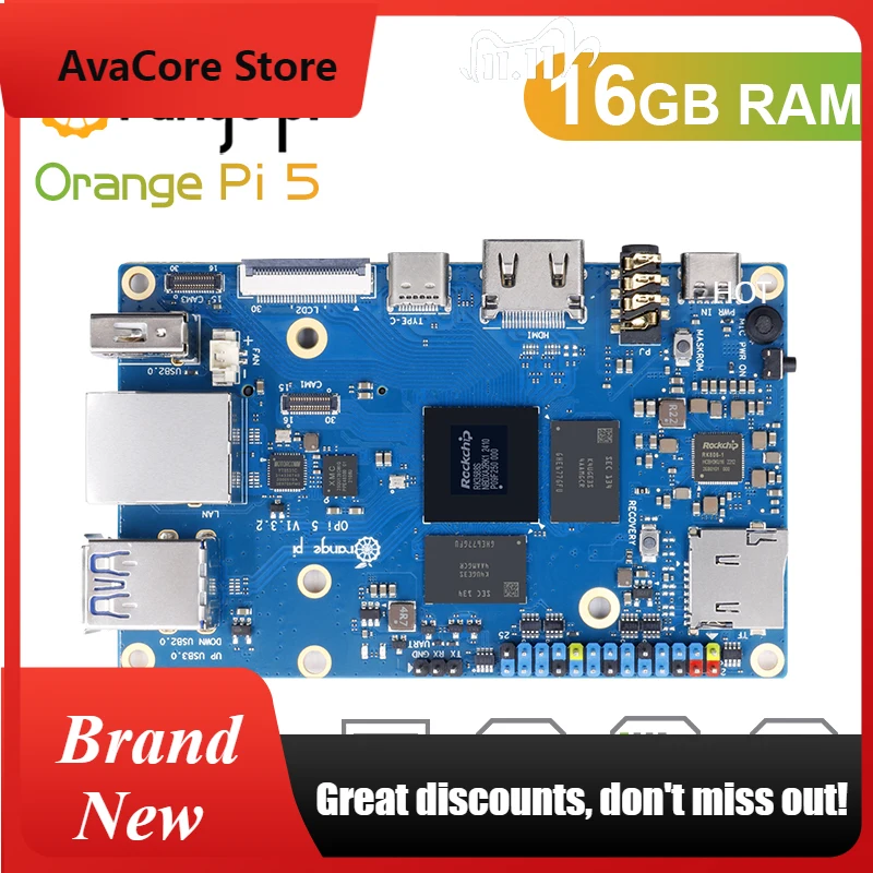 AvaCoreOrange Pi 5 16GB RAM Single Board Computer RK3588S Support PCIE Module External Wifi6.0+BT5.0 SSD Orange Pi5 SBC
