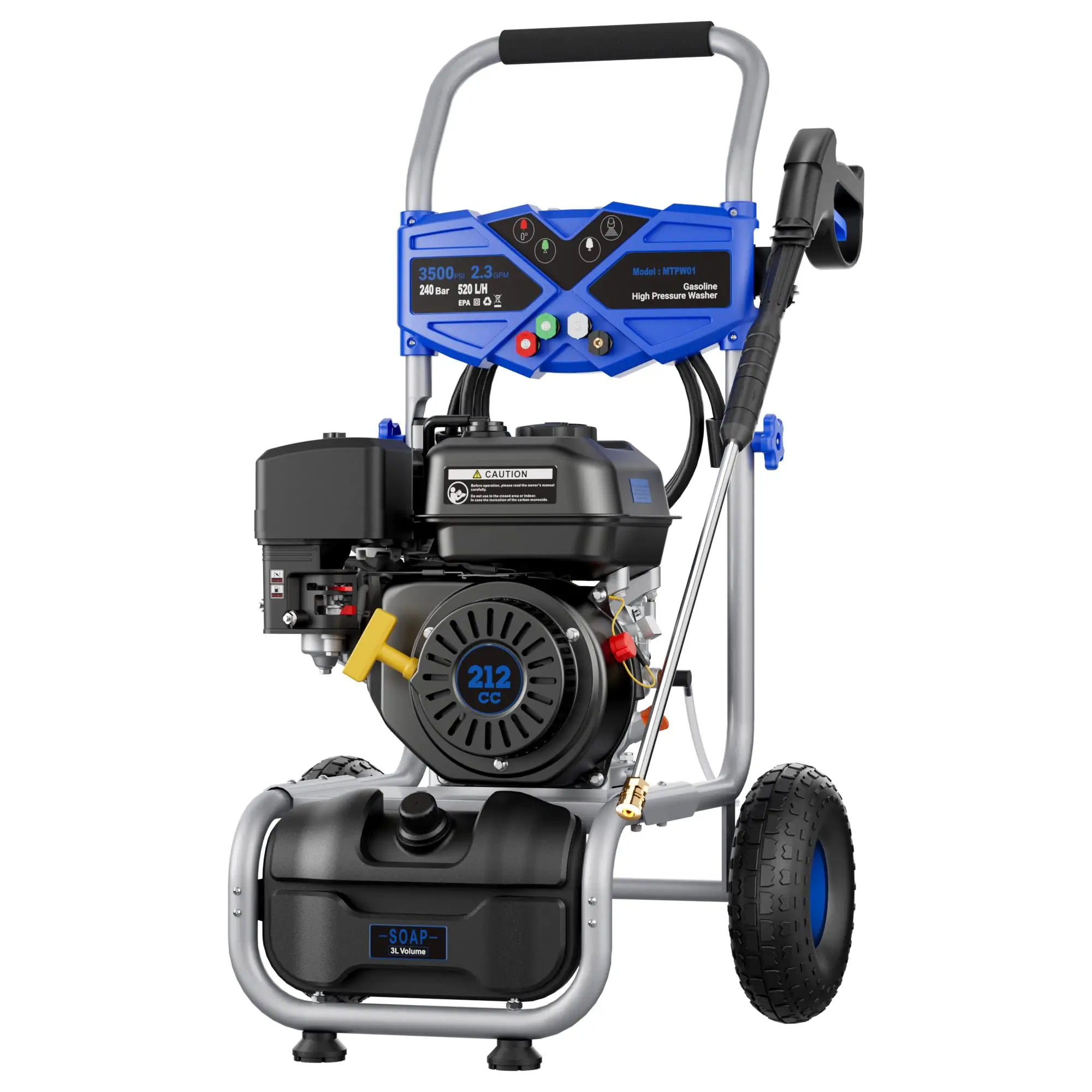 3500PSI Gas Pressure Washer, 2.3GPM Gas Powered High Pressure Washer with 212CC Engine, 4 Adjustable Nozzles, 25 ft