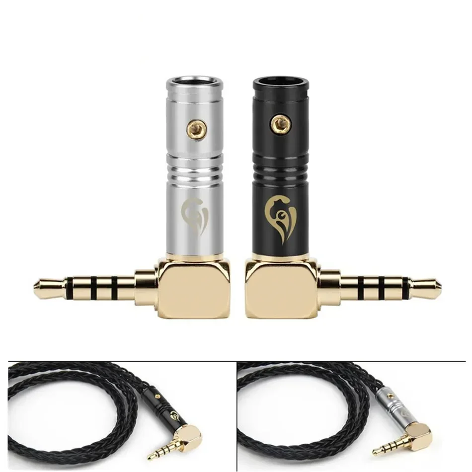 3.5mm Jack 4 polacy wtyk Audio 90 stopni kątowy słuchawki Splice Adapter słuchawki hi-fi Terminal lutowane złoto platerowane złącze