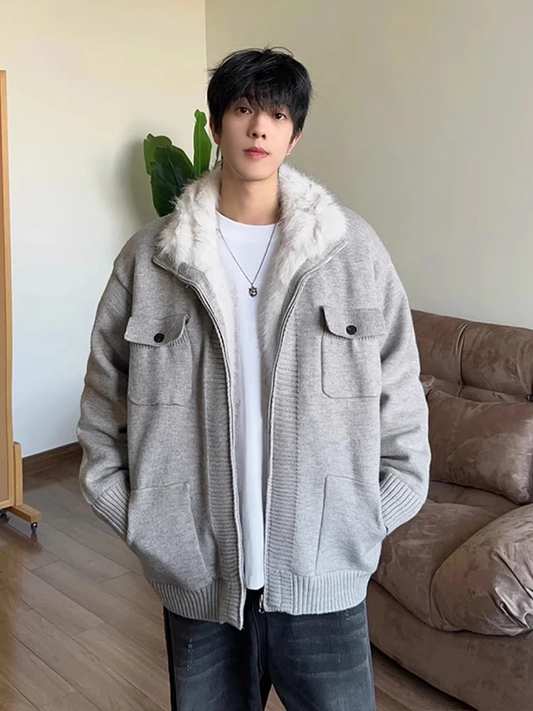 

ay Cleanfit Men's Fce Lined Cotton Jaet Winter Warmth Outerwear American Retro Sle Long Sve Stand Collar Coat