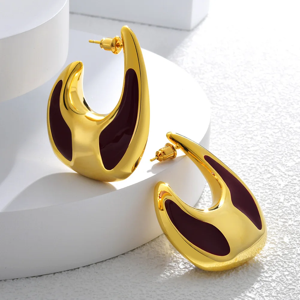 

Minimalist Gold-plated Hoop Earring for Women 2026 Chunky Enamel Geometric Stainless Steel Earring Fashion Jewelry