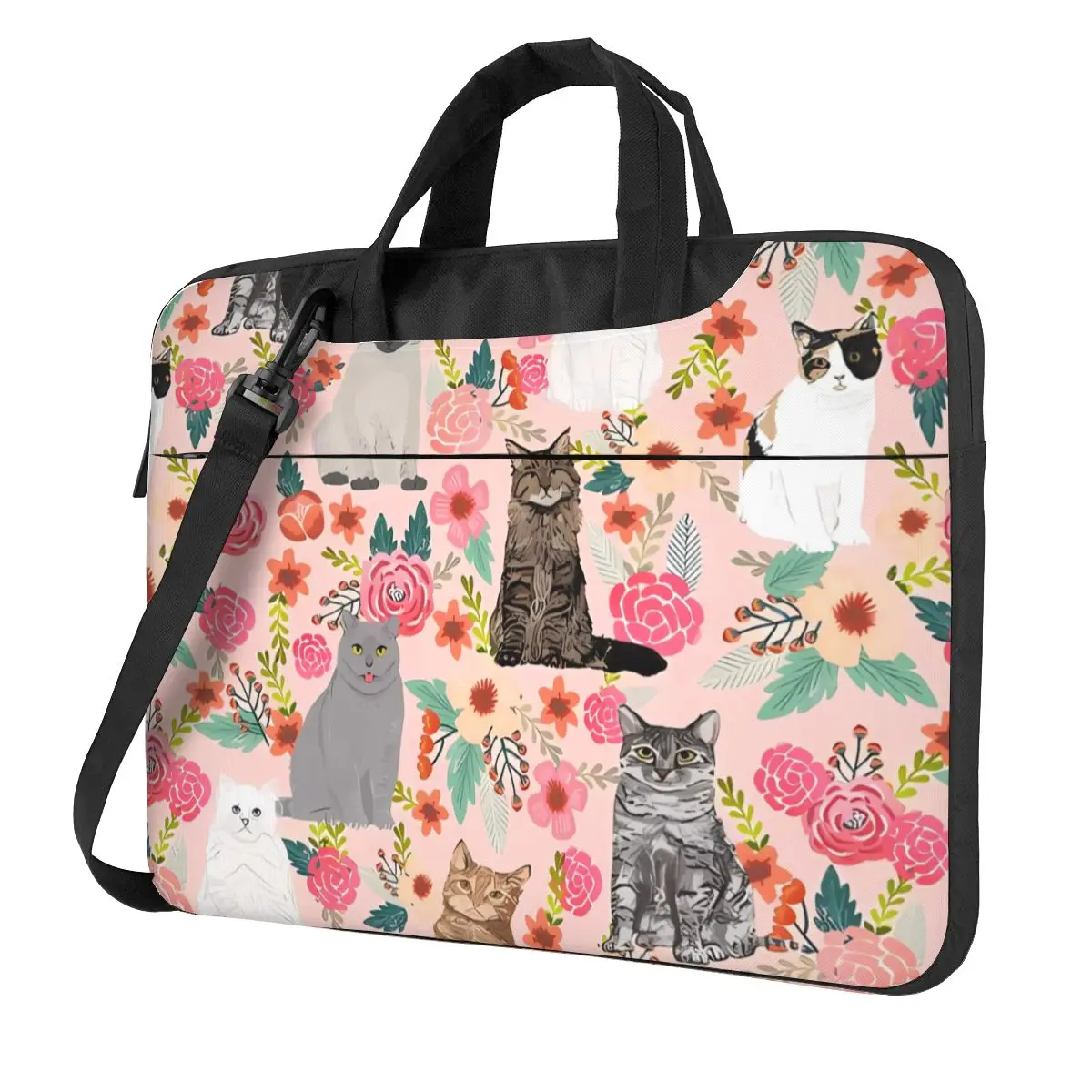 

Cat Garden Flowers Cats Laptop Bag Kawaii Animal Portable Briefcase Bag 13 14 15 Fashion For Macbook Air HP Huawei Computer Case