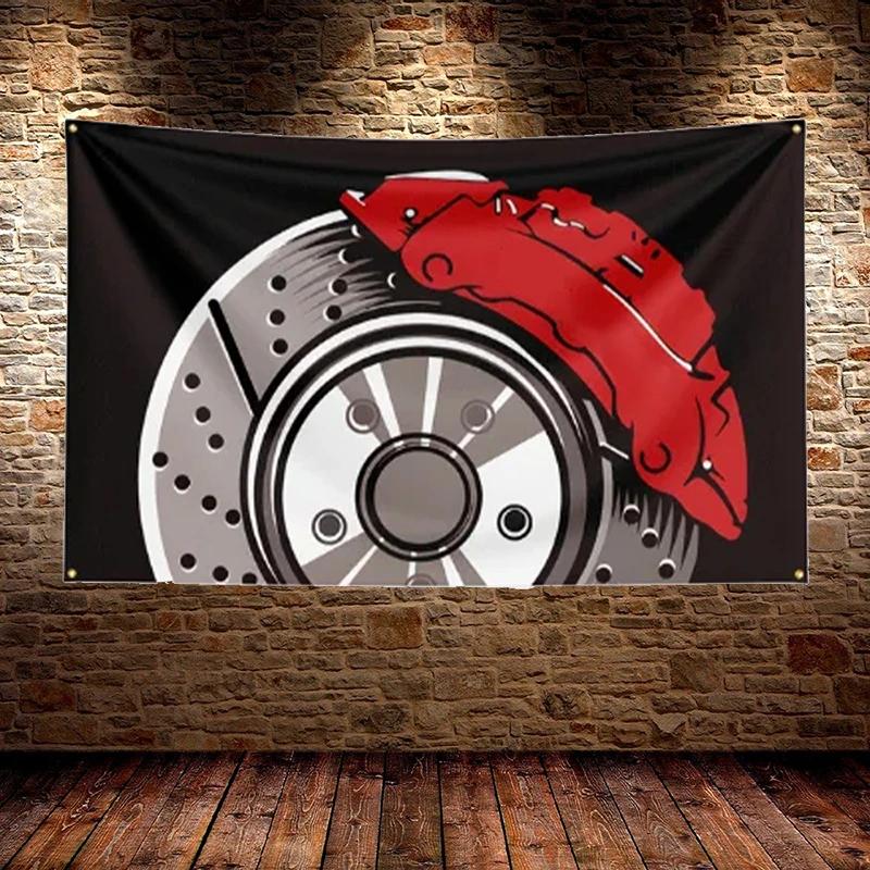 60x90cm, 90x150cm Cars Motorcycles Caliper Flag Polyester Printing Cars Poster Banner For Decor Tapestry