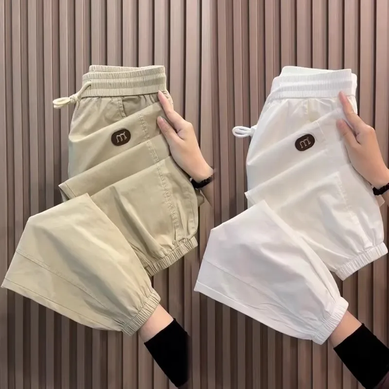 

Ice Silk Nine-Foot Harlan Men's Summer 2025 High Waist Slim Fit Sports Loose Casual Pants Straight Leg Youthful Sle