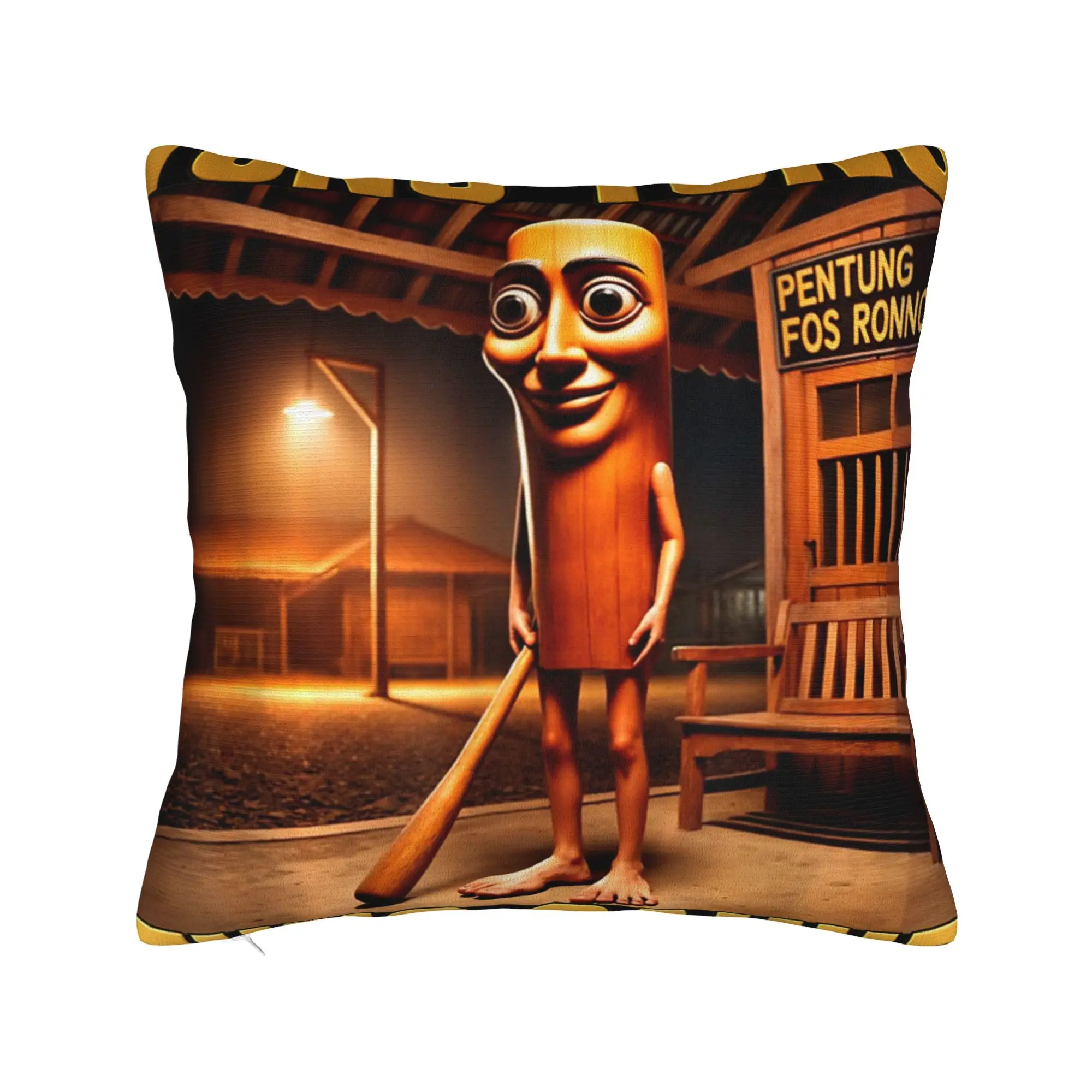 Tung Tung Sahur Italian  Pillow Case  Comfy Pillow Cover Vintage Cushion Cover For Sofa Home Decor