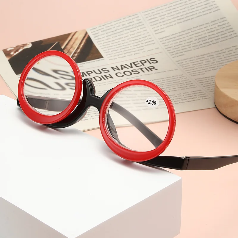 European American Fashion Reading Eyewear Women Retro Artistic Round Frame Reading Glasses Foldable Makeup Presbyopia Glasses