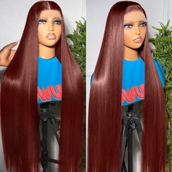 Reddish Brown Straight Lace Front Wigs Human Hair 13x4 13x6 Hd Lace Frontal Wig Brazilian Preplucked Dark Red Brown Full Wig