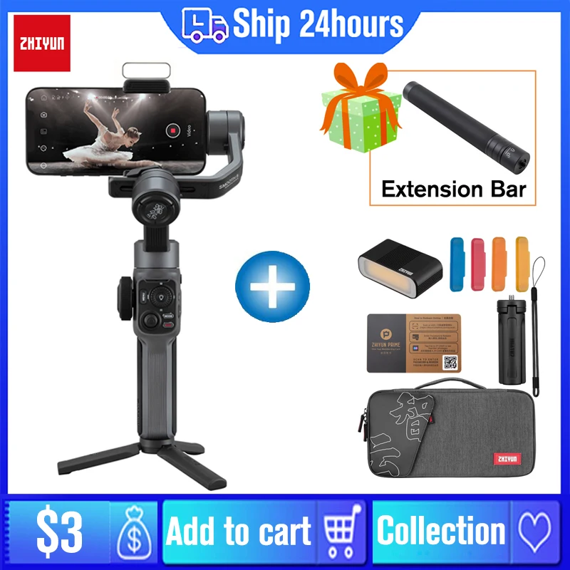 

Zhiyun Smooth 5 3-Axis Phone Gimbals Handheld Stabilizers for Smartphones iPhone/Samsung/Huawei/Xiaomi/Action Cameras Smooth 4