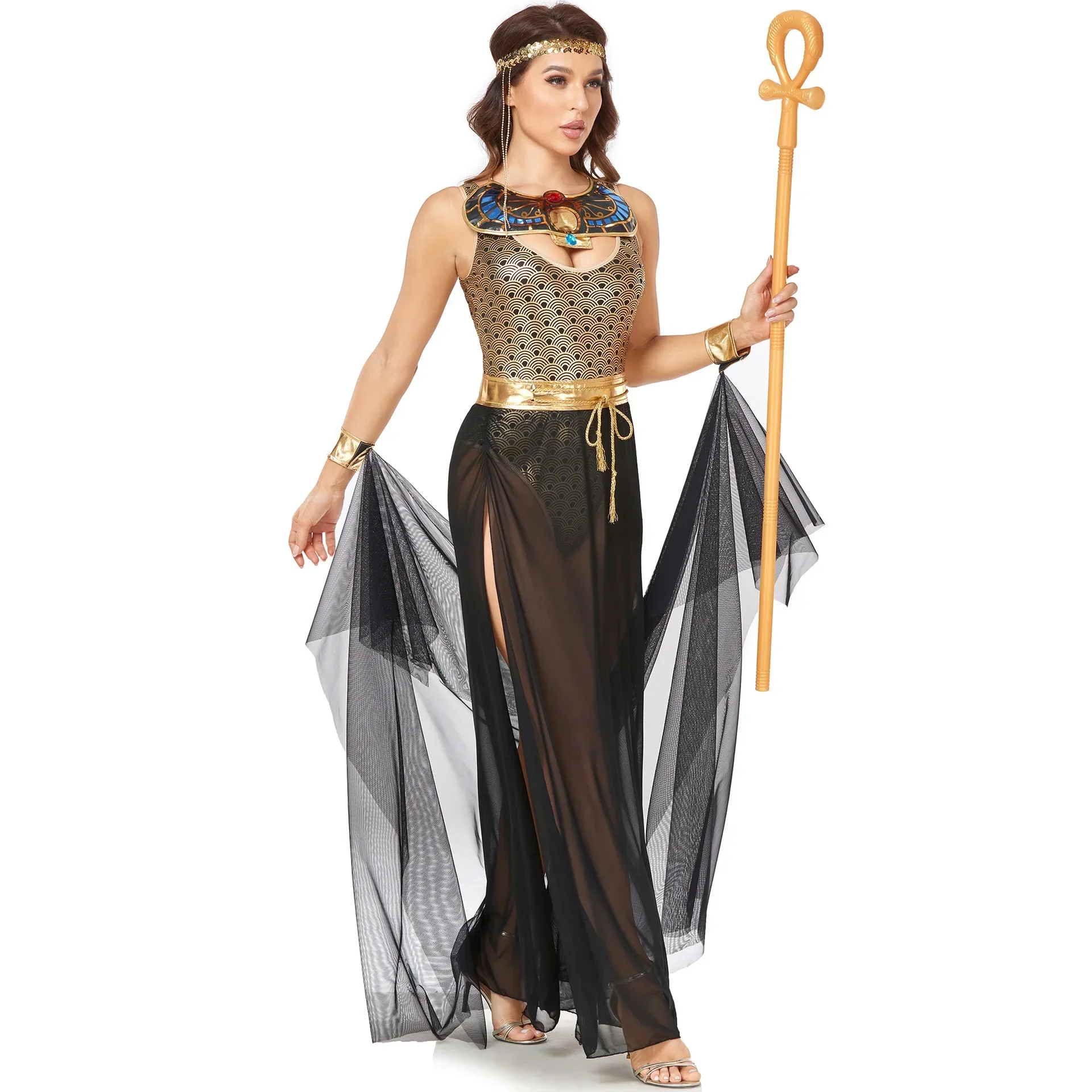 Costume cosplay della regina Cleopatra egiziana dell'Antico Egitto di Halloween