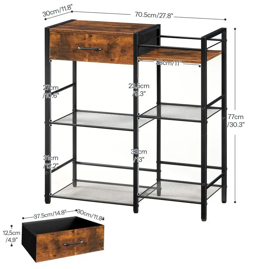 خزانة بار القهوة، محطة حامل القهوة في المزرعة، طاولة محطة المطبخ 6 طبقات مع درج، طاولة بار المطبخ للمساحة الصغيرة