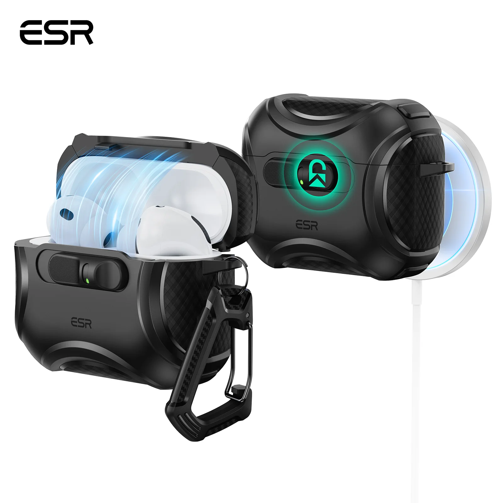 Capa ESR para AirPods Pro 3 (2025) com Proteção Segura FlickLock, Capa para Fones de Ouvido para AirPods Pro 2ª/1ª Geração e AirPods 4 (2024)