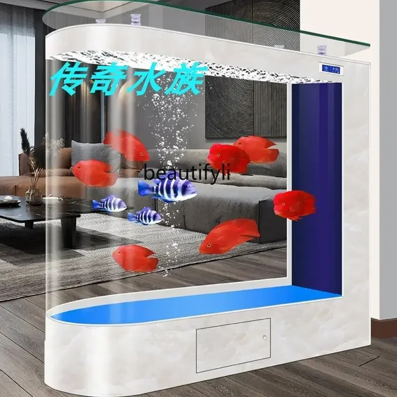 New glass medium and large fish tank living room entrance partition ecological water-free aquarium