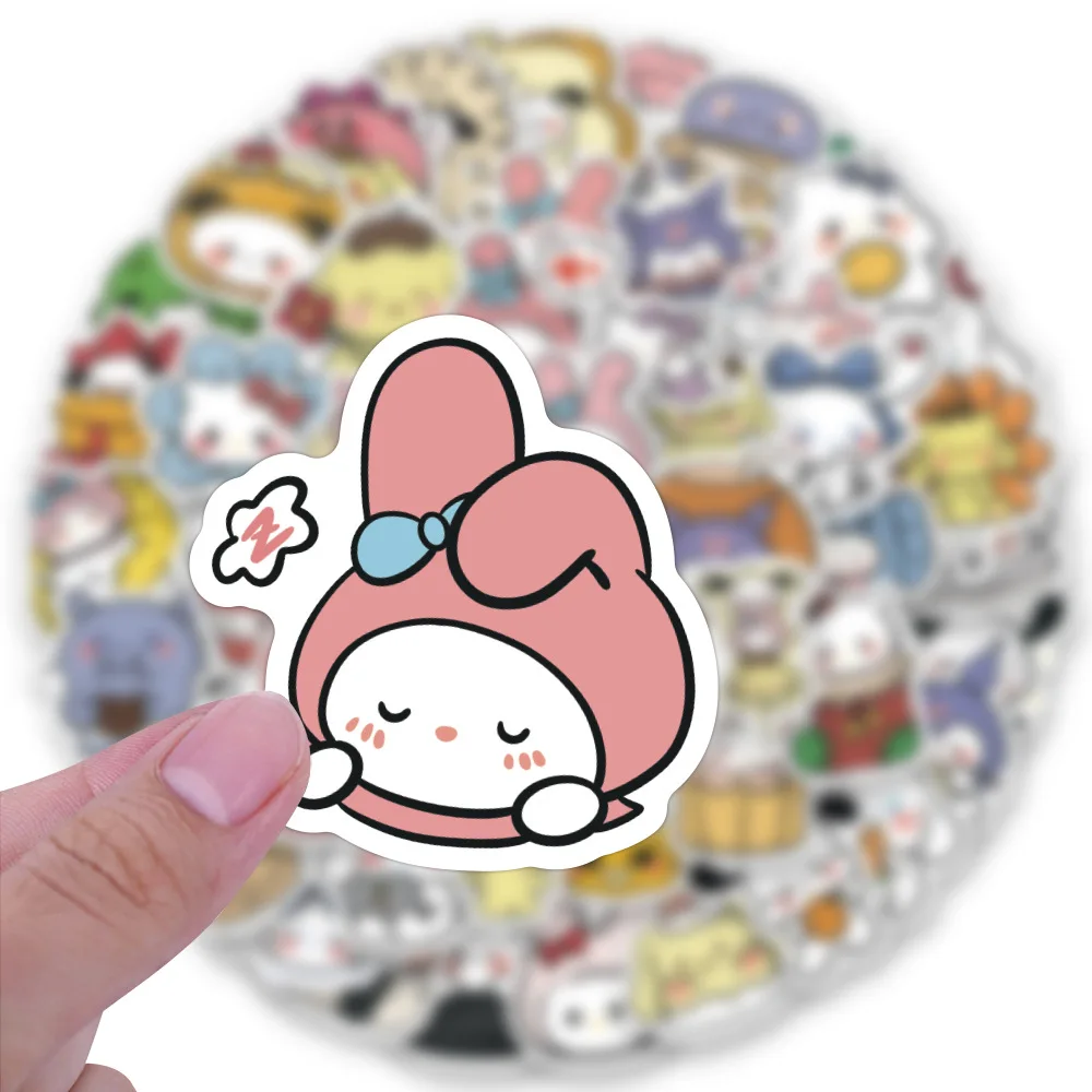 100pcs Cute Kuromi Hello Kitty Sanrio Cartoon Stickers Aesthetic My Melody Anime Decals Kawaii Kids Graffiti Sticker Toys Gift